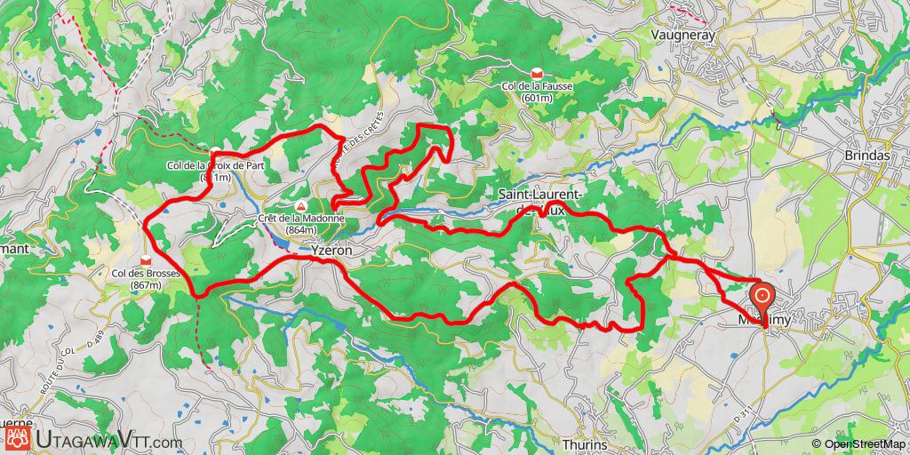 Messimy - Yzeron - Le col des Brosses - Saint-Laurent-de-Vaux