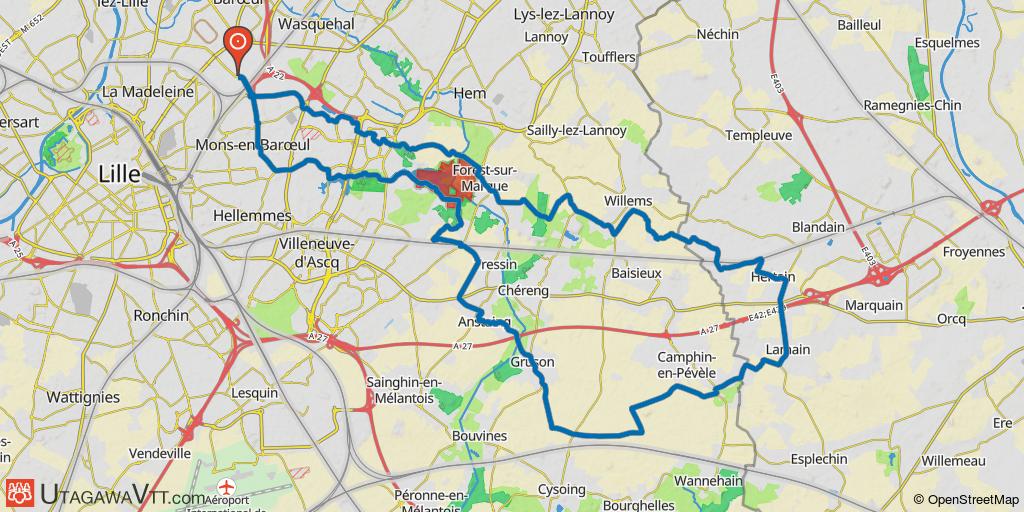 Parcours vers l'Arbre depuis Marcq-en-Baroeul