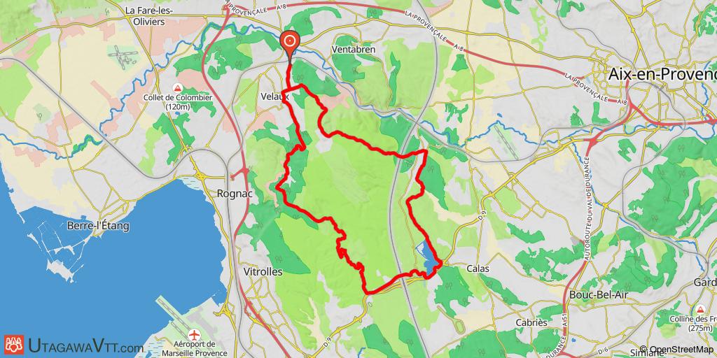 Boucle de Velaux au bassin du Réaltor avec retour par les terres rouges au-dessus de Vitrolles