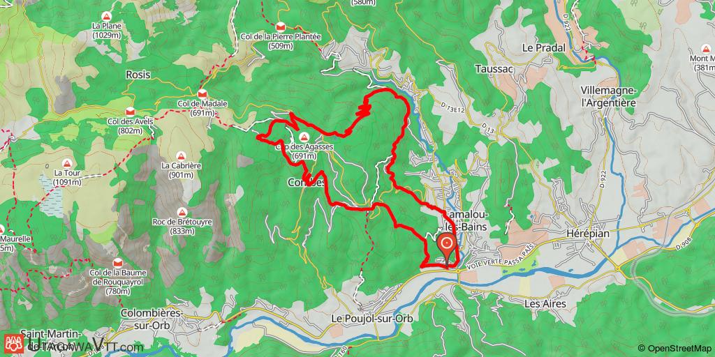 Espace VTT-FFC Pays de Lamalou - Circuit n° 2 : Combes à l'aventure