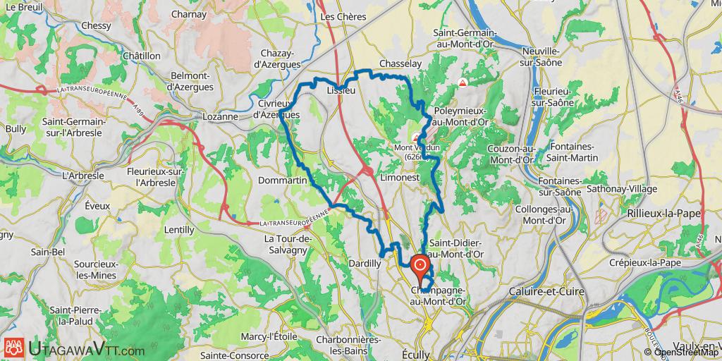 Boucle avec départ de Champagne-au-Mont-d'Or