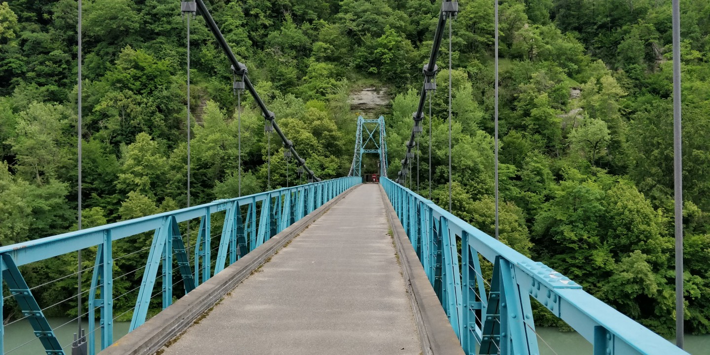 Le Rhône, les Tines de Parnant et le pont de Grésin