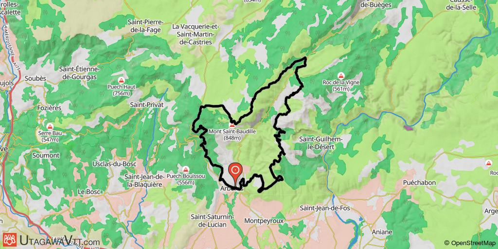 Les monts de Saint-Guilhem : Arboras -  Mont Saint-Baudille
