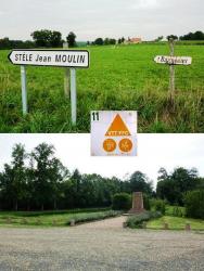 Bagneaux, balisage et la Stèle Jean Moulin
