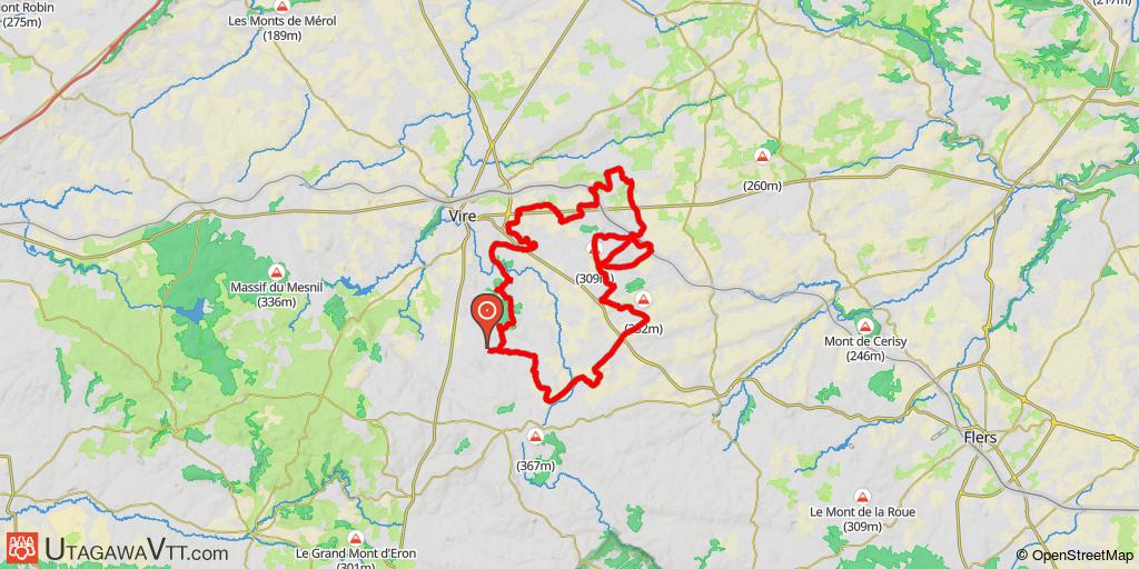 Circuit en boucle dans le bocage à l'est de Vire