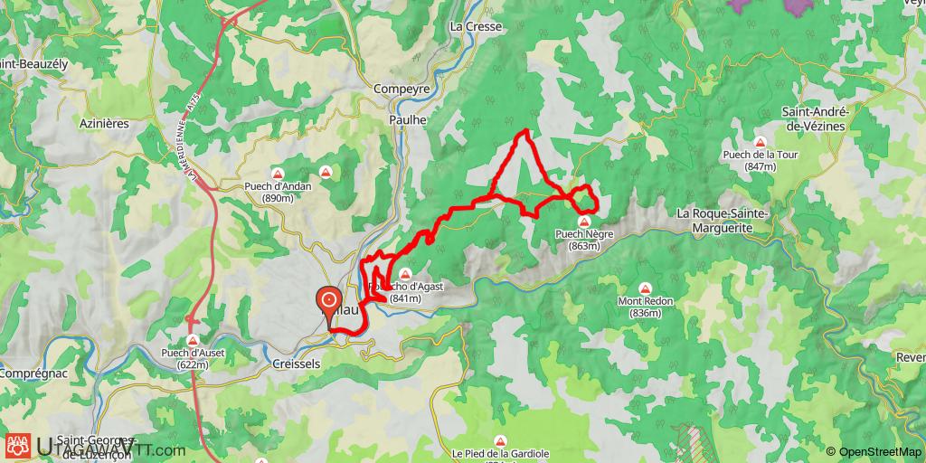 Millau - Longuiers - Millau (descente par le GR)