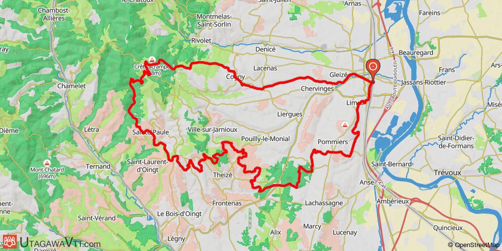 De Villefranche-sur-Saône au col du Châtoux par Pommiers et Oingt