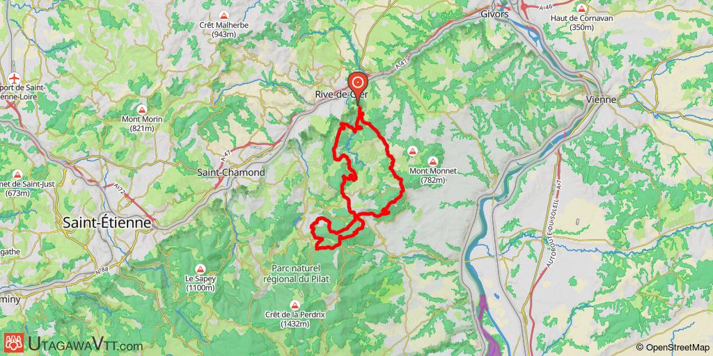 Pilat nord : Rive de Gier -  Crêt de Neufond