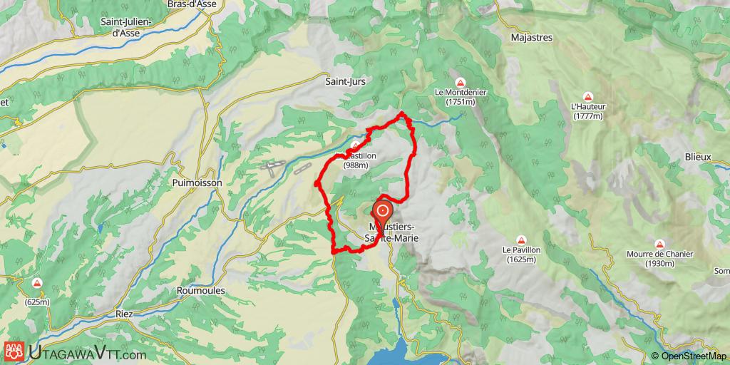 Domaine VTT Provence-Alpes - Secteur Verdon - Circuit N°7 électrique rouge : Le moulin de Mouresse
