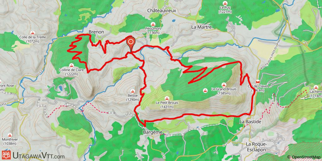 Brenon, Bargème, le tour de la montagne de Brouis