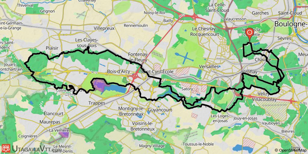 Ville d'Avray - Plaisir via Meudon et Saint-Quentin