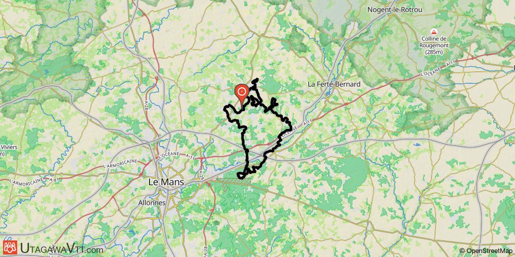 Longue boucle à l'est du Mans