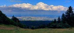 Col à 1085 entre le Pariou et le Suchet, vue sur Clermont-Ferrand
