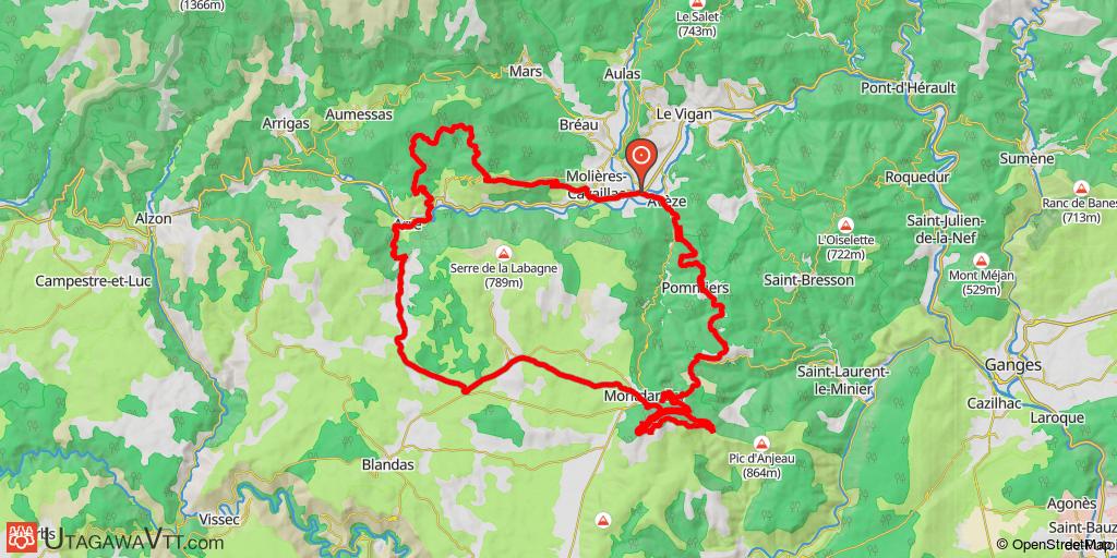 Avèze - Rochers de la Tude - Arre - Portion GTMC