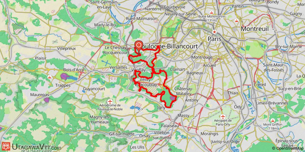 Ville d'Avray - Verrières via Meudon et Saint-Cloud