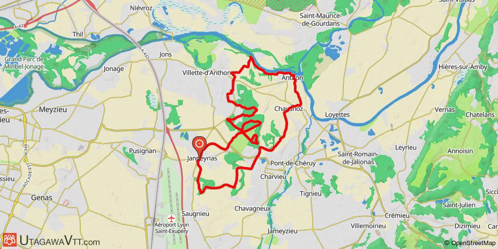 Janneyrias - Anthon et parcours le long du Rhône