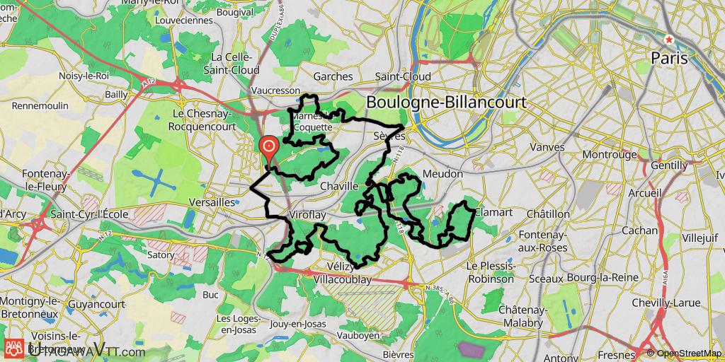 Flanc ouest du Bassin Parisien - Boucle Fausses-Reposes - Parc de St-Cloud - Forêt de Meudon - Chaville - Viroflay - Versailles