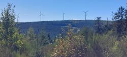 De la Pierre Bécajat (985 m), vue sur les éoliennes de St Nicolas des Biefs