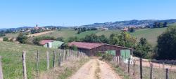 Ferme Chez Galadon, stabule et vue sur Combre (à gauche) et Thizy les Bourgs (à droite)