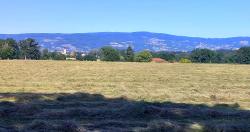 Vue sur St Romain la Motte, les Monts de la Madeleine et les éoliennes