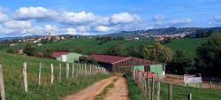 Arrivée à la Ferme Chez Galadon, vue sur Combre et Thizy les Bourgs