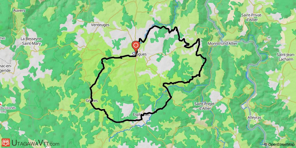 Espace FFC-VTT des gorges de l'Allier - Circuit n°21 : Le tour de la Clauze