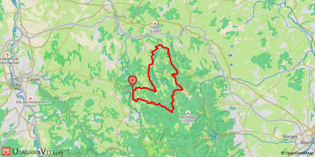 Espace VTT-FFC Vichy - Montagne bourbonnaise - Circuit N° 96 - Dans les pas des Charguerauds