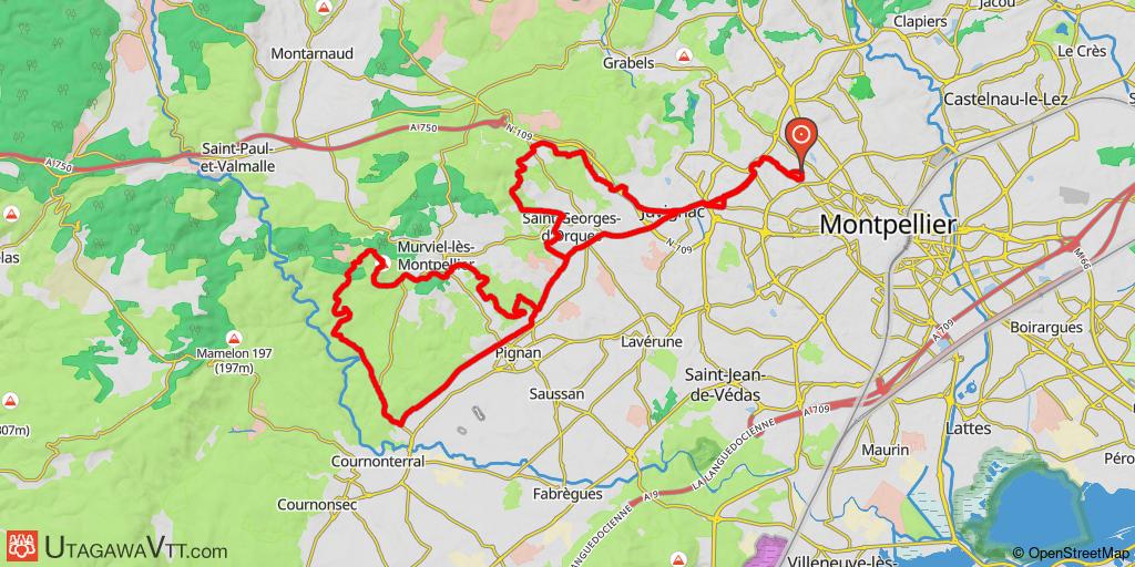 Trace technique à l'ouest de Montpellier