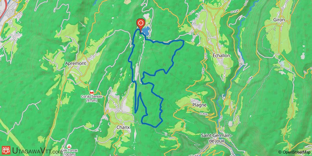 Espace VTT-FFC Ain-Forestière - Parcours bleu N°68 : Lac Genin et les bois de Puthod Millières