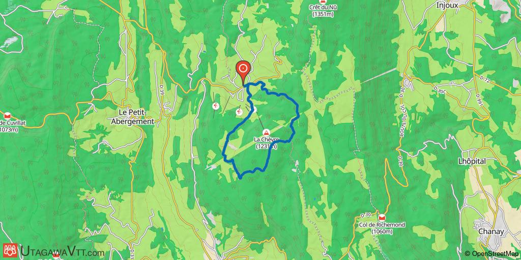Espace VTT-FFC Ain-Forestière - Parcours bleu N° 11 : Tour de la Chèvre