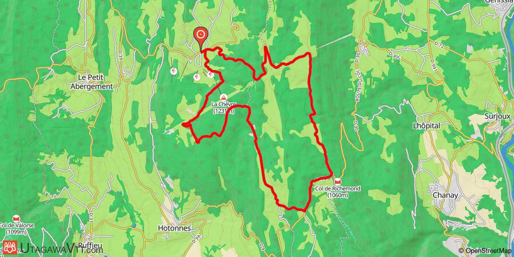Espace VTT-FFC Ain-Forestière - Parcours rouge N° 13 : Plateau du Retord