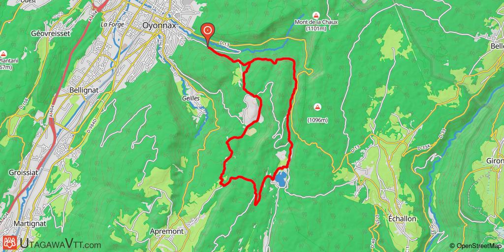 Espace VTT-FFC Ain-Forestière - Parcours rouge N° 70 : D'Oyonnax au lac Genin