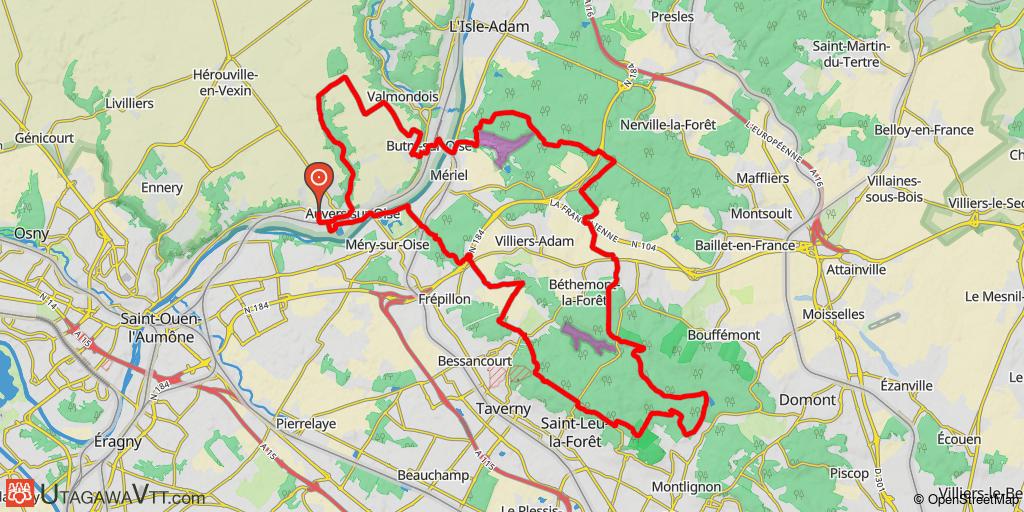 Parcours en forêt de Montmorency au départ d'Auvers-sur-Oise