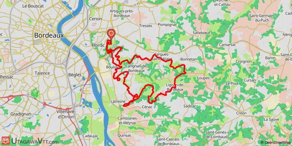 Parcours du Dragon V2.0 - 43 km - Bouliac, Floirac, Carignan, Fargues, Bonnetan, Lignan, Cenac, Latresne
