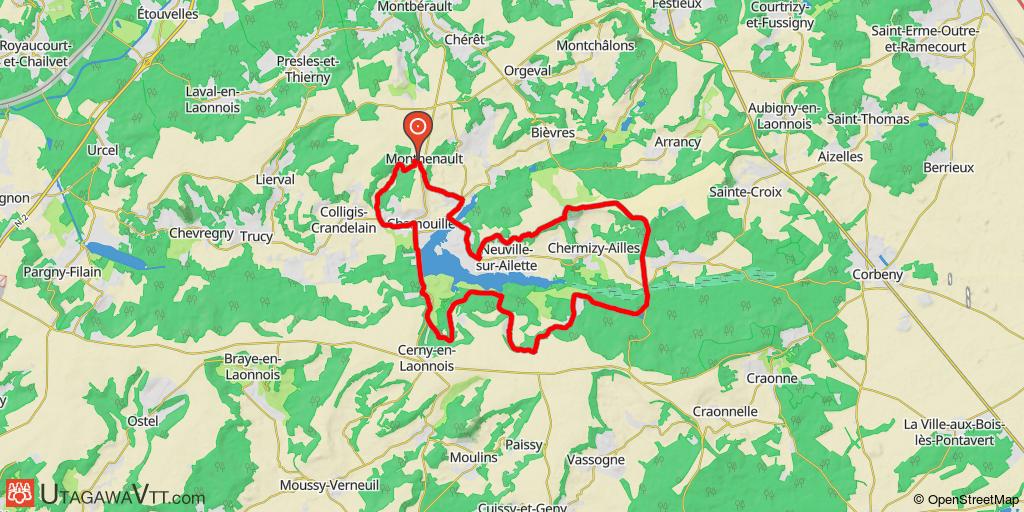 Le grand tour du plan d'eau de l'Ailette : Vauclair et Chemin des Dames