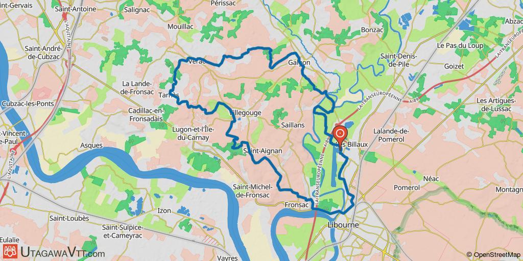Boucle ouest Libournais (environ 45 km)