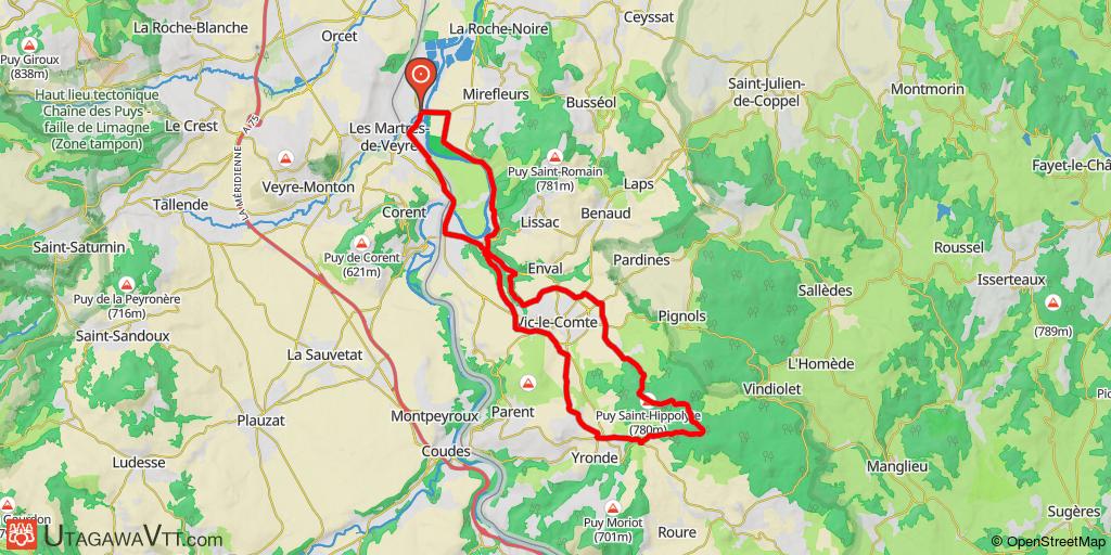 Vic-le-Comte, bois de la Comté par la Croix des Gardes et le Puy de Saint-Hippolyte