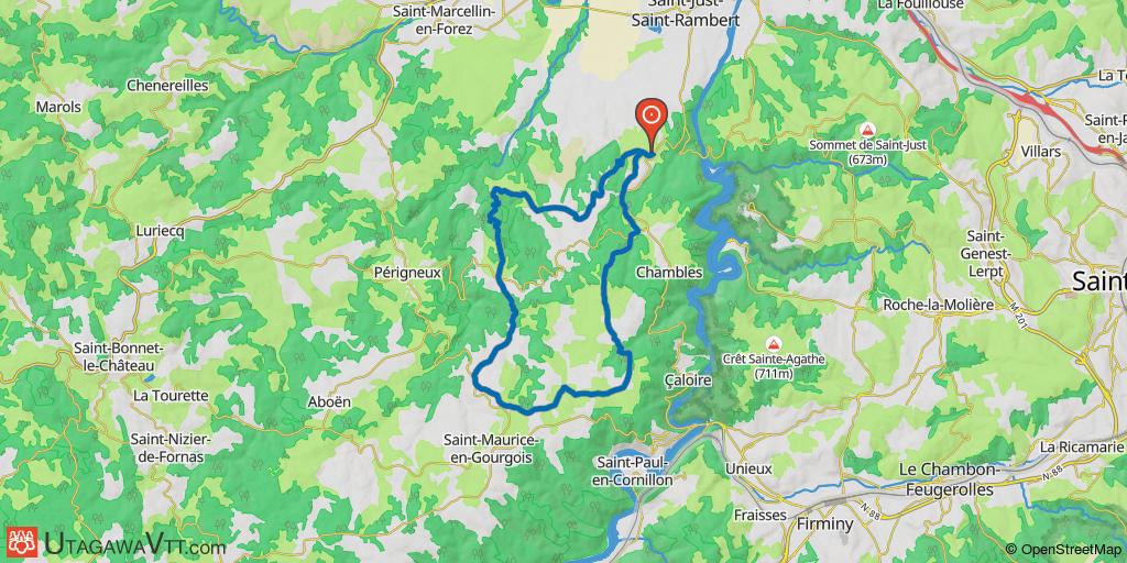 Tour sur le bas des monts du Forez