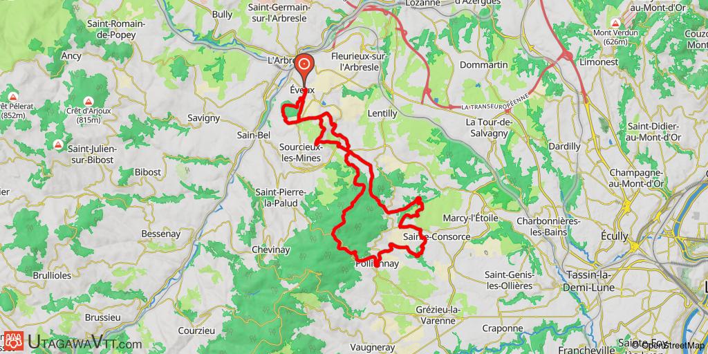 Boucle dans les monts du Lyonnais : Eveux - Larny - Pollionnay - Eveux