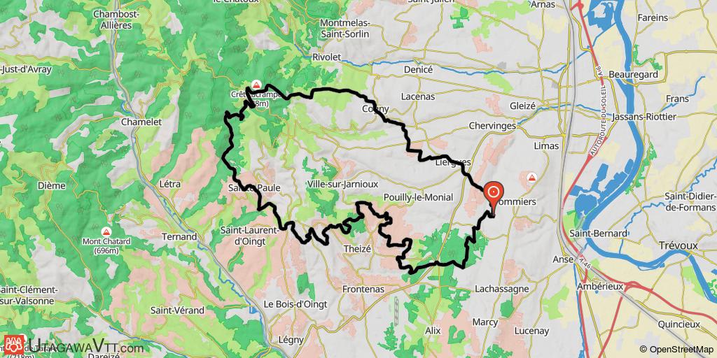 Beaujolais : 44 km au départ de Pommiers