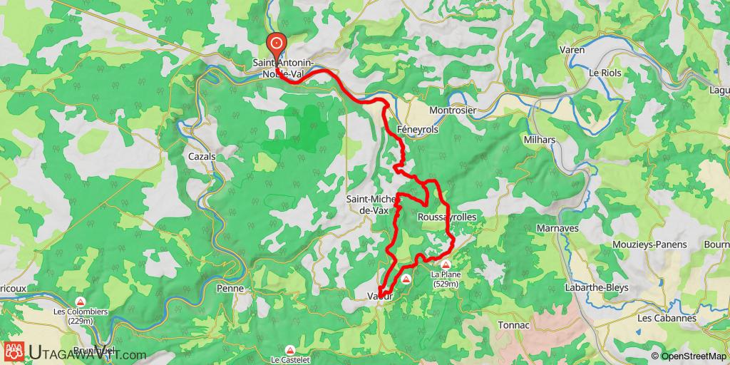 Secteur Vaour - Circuit N° 21 Laussière : Départ de St-Antonin-Noble-Val