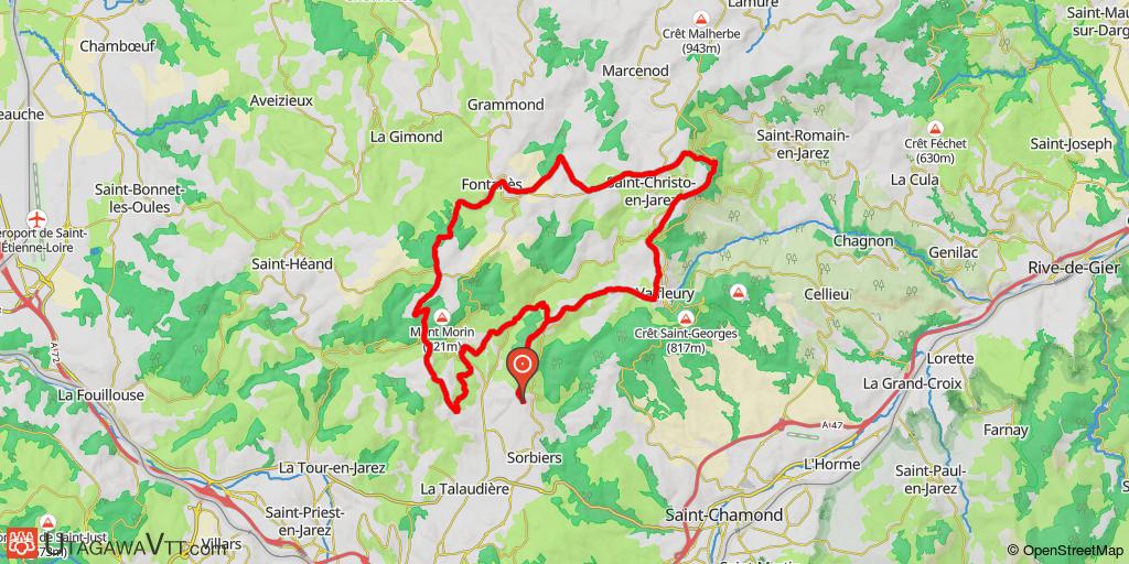 Boucle au départ de Sorbiers via Fontanès - St-Christo-en-Jarez